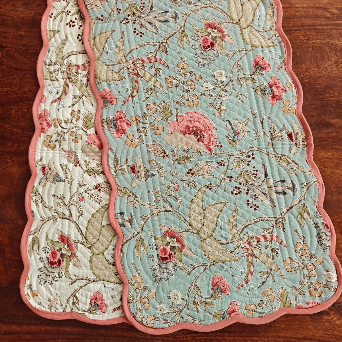 Sonata Reversible Table Runner, 100% cotton, 15" x 72" - Coral Slub -